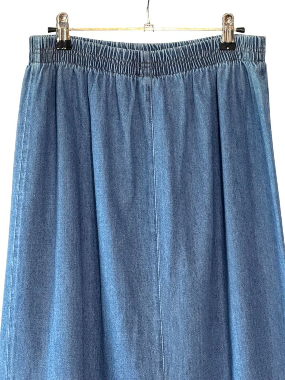 Vintage CMC Color Me Cotton Denim Maxi Skirt Size M Blue Elastic Waist Made in U - Picture 5 of 8